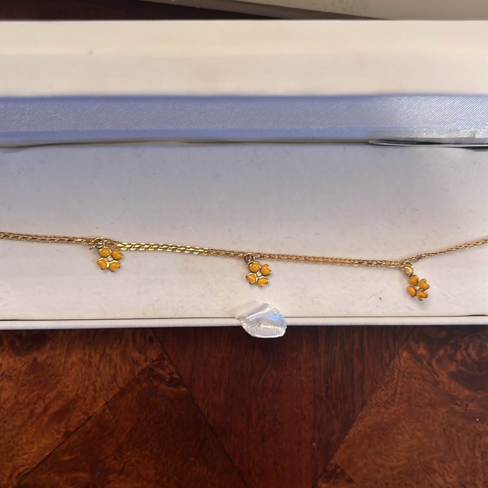 10k yellow gold flower charm bracelet 7 in.ladies yellow white flowers REAL GOLD - Picture 6 of 6